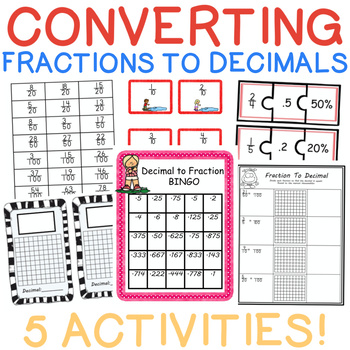 Preview of 47 Fraction Activities Bundle (Task Cards, Games, Hands-On) Grades 4-5