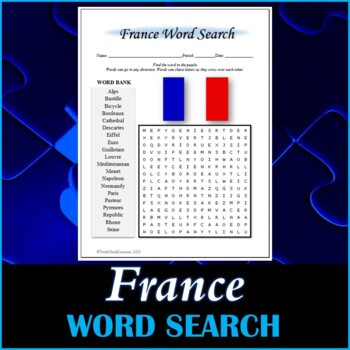 Preview of All About France Word Search Puzzle