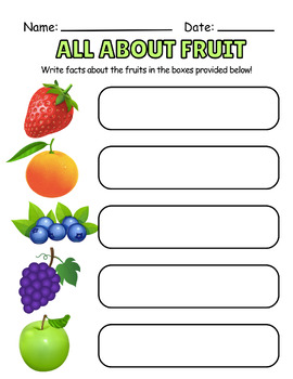 Preview of All About Fruit - Elementary Printable/Worksheet
