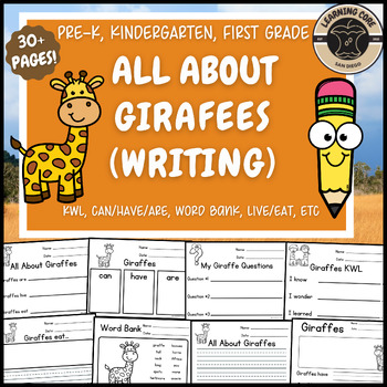 Preview of All About Giraffes Writing Nonfiction Giraffe Unit PreK Kindergarten First TK