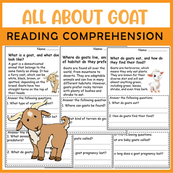 Preview of All About Goat | Goat life cycle worksheets | Science Reading Comprehensions