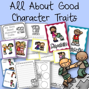 Preview of Good Character Traits Book, Posters, and Activities for Counselors and Teachers