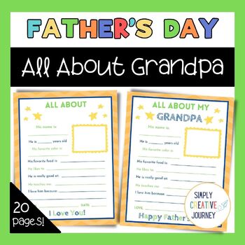 Preview of All About Grandpa Father's Day Questionnaire for Grandparents Day or Fathers Day