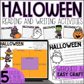 Preview of All About Halloween Reading Comprehension Activities, Webquest & Writing Craft