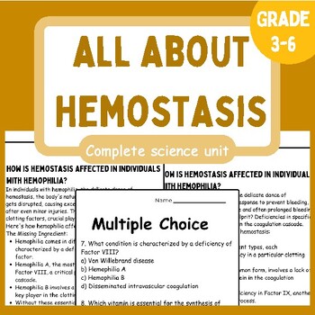 Preview of All About Hemostasis | Reading passages | Activities | poster