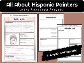 Preview of All About Hispanic Painters : Mini Research Project
