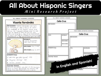 Preview of All About Hispanic Singers : Mini Research Project