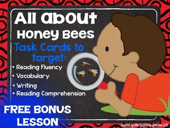 Preview of All About Honeybees Listening & Reading Comprehension Task Cards-  FREE LESSON