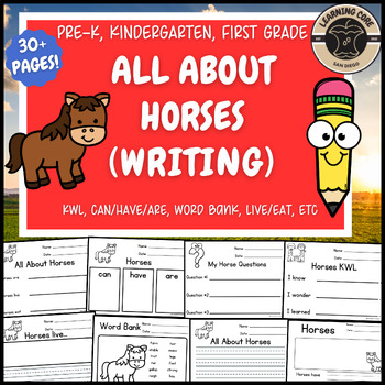 Preview of All About Horses Writing Horse Unit Farm PreK Kindergarten First TK Nonfiction