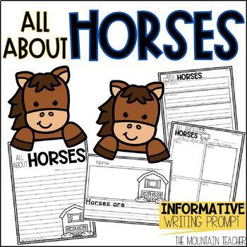 Preview of All About Horses and Horse Writing Prompt and Farm Animals Craft