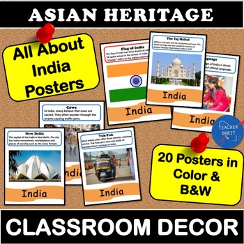 Preview of All About India | Asian Heritage Month Posters Classroom Decor