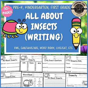 Preview of All About Insects Writing Insects PreK Kindergarten First TK Spring Nonfiction