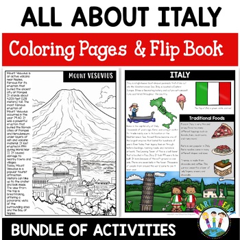 Preview of All About Italy Activities Bundle with Coloring Pages and Flip Book