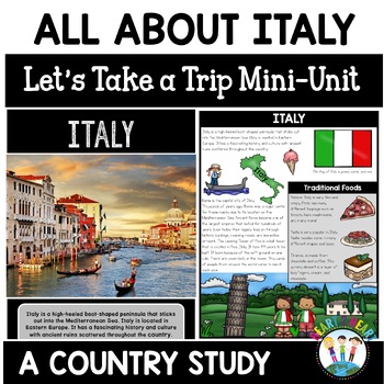 Preview of All About Italy Activities Mini-Unit Worksheets & Flipbook | Italy Country Study