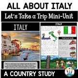 All About Italy Activities Mini-Unit Worksheets & Flipbook