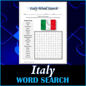 Preview of All About Italy Word Search Puzzle