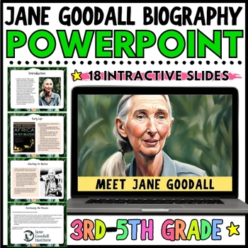 Preview of All About Jane Goodall Biography Women's History Month PowerPoint 3rd-5th Grade