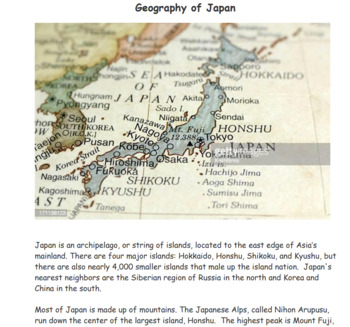 Preview of All About Japan: A Mini-Unit of Reading Comprehension and Vocabulary Activities