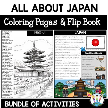 Preview of All About Japan Activities Bundle with Coloring Pages and Flip Book