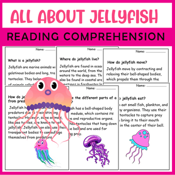 Preview of All About Jellyfish| Jellyfish life cycle | Science Reading Comprehensions