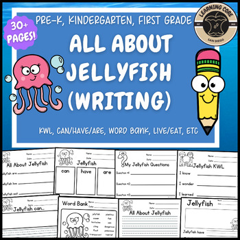 Preview of All About Jellyfish Writing Nonfiction Jellyfish Unit PreK Kindergarten First TK