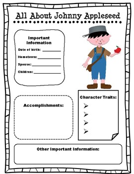 Preview of All About Johnny Appleseed Worksheet