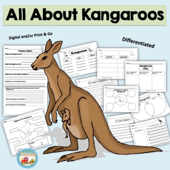 Preview of All About Kangaroos, Writing Activities, Graphic Organizers, Diagram, K,1st, 2nd