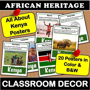 Preview of All About Kenya Posters | African Heritage Classroom Decor Black History