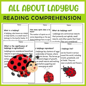 Preview of All About Ladybug| Ladybug life cycle | Science Reading Comprehensions