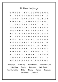 All About Ladybugs - Crossword Puzzle and Word Search Bell Ringer