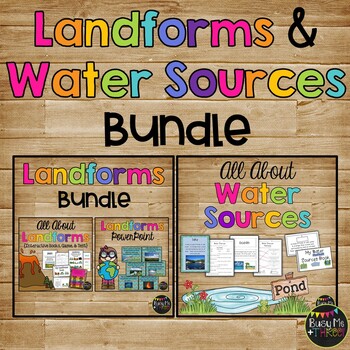 Preview of All About Landforms and Water Sources BUNDLE Flip Book Posters Worksheets l More