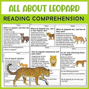 Preview of All About Leopard | Leopard Life Cycle | Science Reading Comprehensions