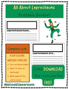 Preview of All About Leprechauns - PRINTABLE BOOKLET TEMPLATE