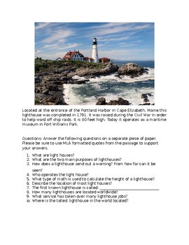 Preview of All About Lighthouses Complete Lesson Google Slides, Worksheets, Video, PDF