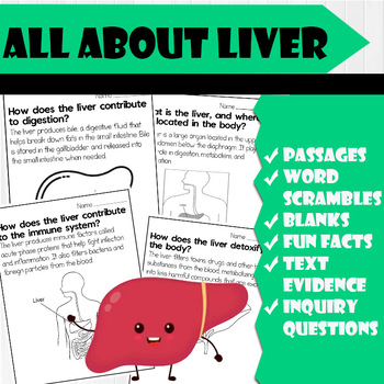 Preview of All About Liver | Science Reading Comprehensions, and Worksheets