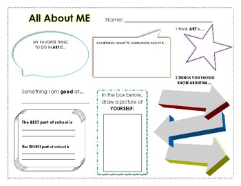 All About ME! - FREEBIE! by Art Ed with Mrs R | Teachers Pay Teachers