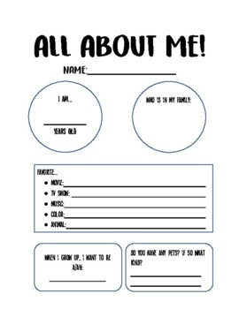 All About ME by Elementary Travelers | TPT