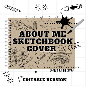 Preview of All About ME Sketchbook Cover Lesson/ Doodle/ Student Examples Included!