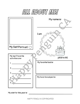 All About ME! - Worksheet by The Happy Penguin | TpT