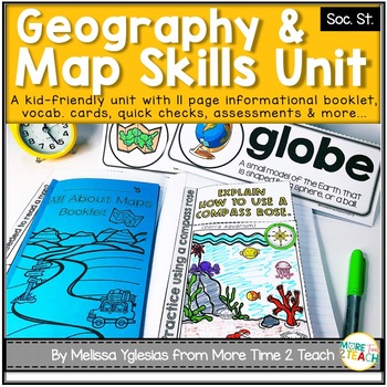 Preview of Geography Map Skills Unit: Info Text, Int. Notebook, Assess, Quick Checks + More