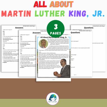 Preview of All About Martin Luther King Jr. Reading Comprehension Activity Q&A