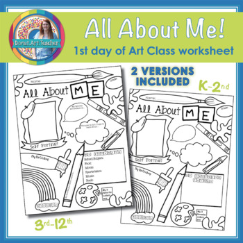Preview of All About Me: 1st Day of Art Worksheet