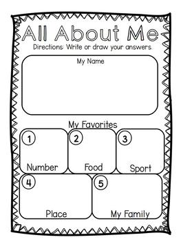 all about me activities 2nd grade
