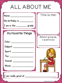 All About Me Worksheets by Learning Desk | Teachers Pay Teachers