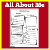 All About Me Worksheet Kindergarten | Teachers Pay Teachers