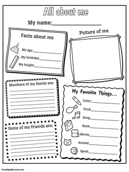 All About Me Worksheet | Kindergarten 1st 2nd 3rd 4th 5th Grade | TPT