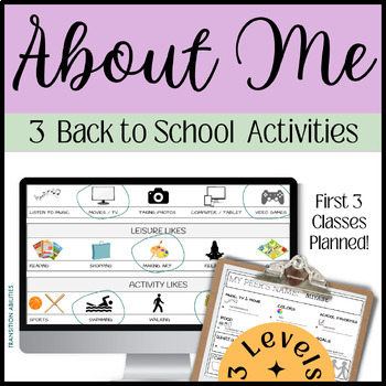 Preview of All About Me | 3 SPED Activities | Back to School Differentiated Lesson