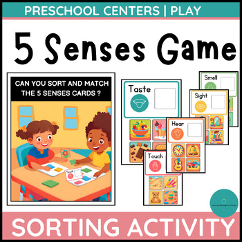 Preview of All About Me | 5 Senses Learning Game: Explore & Sort with Poster and Cards Set