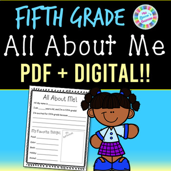 Preview of All About Me - 5th Grade - PDF and Digital - great for beginning of year!