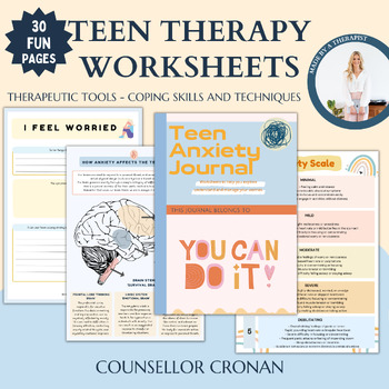 Preview of Teen Therapy Workbook. Anxiety. Emotional Regulation. Safety Plan. CBT